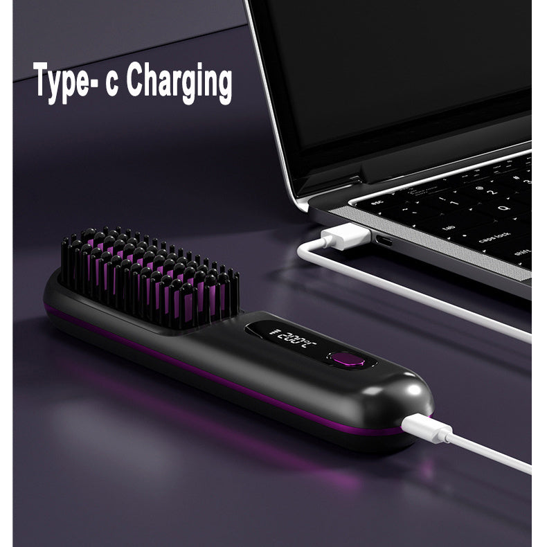 Wireless Hair Straightener & Curler Comb – Style Anywhere!