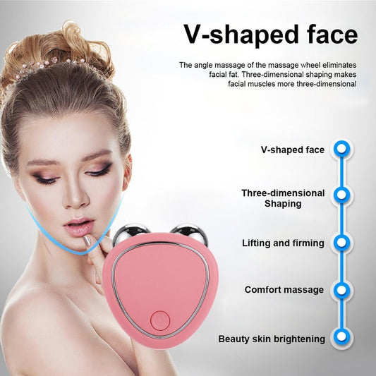 Portable Micro-current Beauty Instrument with Double Roller Massager