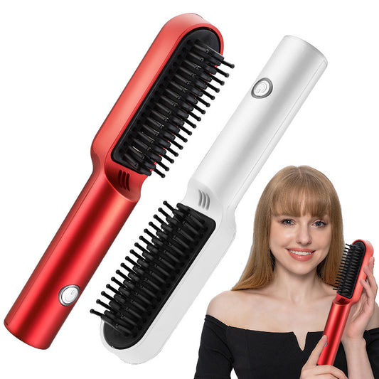 USB Portable Hot Air Comb 2-in-1 Hair Straightener & Curler Brush