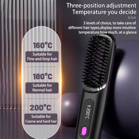 Wireless Hair Straightener & Curler Comb – Style Anywhere!