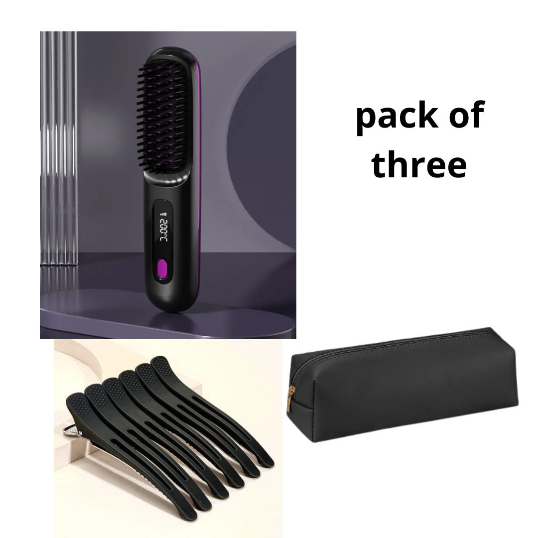 Wireless Hair Straightener & Curler Comb – Style Anywhere!